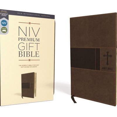 Niv, Premium Gift Bible, Leathersoft, Brown, Red Letter Edition, Indexed, Comfort Print -- Zondervan, Imitation Leather