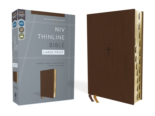 Cover Image for Niv, Thinline Bible, Large Print, Leathersoft, Brown, Red Letter, Thumb Indexed, Comfort Print -- Zondervan, Imitation Leather