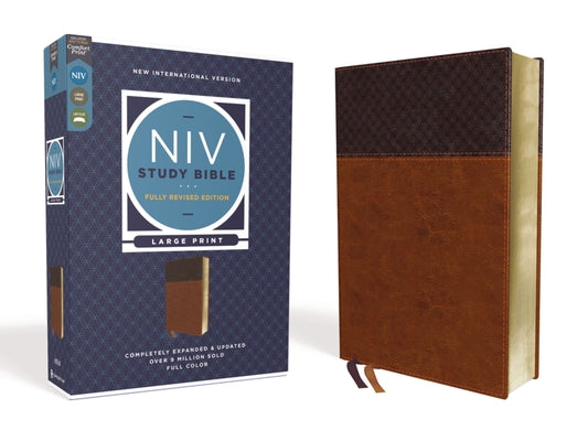 Cover Image for NIV Study Bible, Fully Revised Edition, Large Print, Leathersoft, Brown, Red Letter, Comfort Print -- Kenneth L. Barker, Imitation Leather
