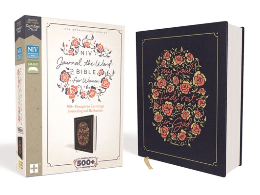 Cover Image for NIV, Journal the Word Bible for Women, Cloth Over Board, Navy, Red Letter Edition, Comfort Print: 500+ Prompts to Encourage Journaling and Reflection -- Zondervan, Hardcover