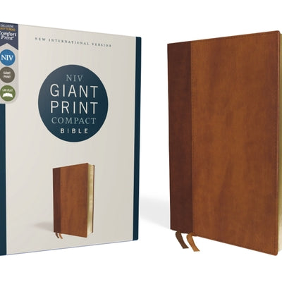Niv, Giant Print Compact Bible, Leathersoft, Brown, Red Letter Edition, Comfort Print -- Zondervan, Imitation Leather