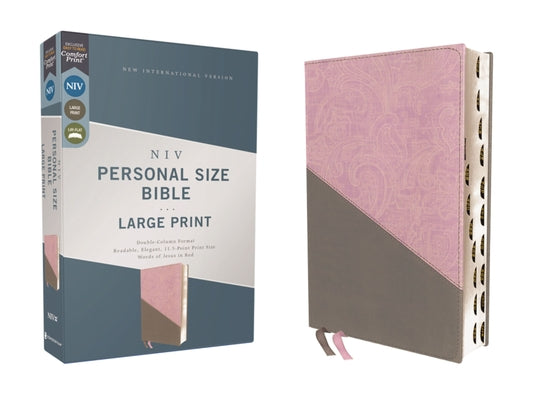 Cover Image for Niv, Personal Size Bible, Large Print, Leathersoft, Pink/Gray, Red Letter, Thumb Indexed, Comfort Print -- Zondervan, Imitation Leather