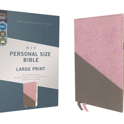Niv, Personal Size Bible, Large Print, Leathersoft, Pink/Gray, Red Letter, Thumb Indexed, Comfort Print -- Zondervan, Imitation Leather