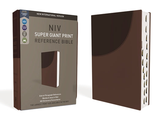 Cover Image for Niv, Super Giant Print Reference Bible (Font Size: 16.5-Point), Leathersoft, Brown, Red Letter, Thumb Indexed, Comfort Print -- Zondervan, Imitation Leather
