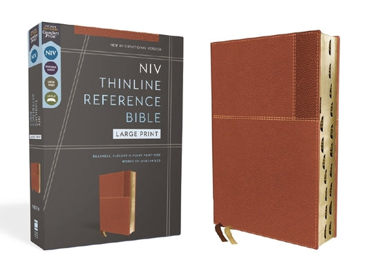 Cover Image for Niv, Thinline Reference Bible (Deep Study at a Portable Size), Large Print, Leathersoft, Brown, Red Letter, Thumb Indexed, Comfort Print -- Zondervan, Imitation Leather