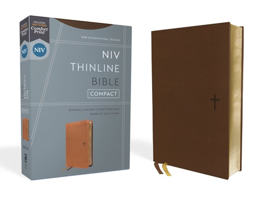 Cover Image for Niv, Thinline Bible, Compact, Leathersoft, Brown, Red Letter, Comfort Print -- Zondervan, Imitation Leather