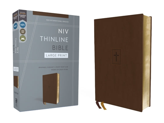 Cover Image for Niv, Thinline Bible, Large Print, Leathersoft, Brown, Red Letter, Comfort Print -- Zondervan, Imitation Leather