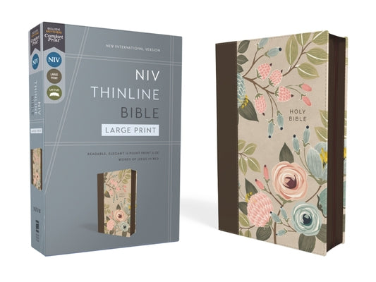 Cover Image for Niv, Thinline Bible, Large Print, Leathersoft, Floral, Zippered, Red Letter, Comfort Print -- Zondervan, Imitation Leather