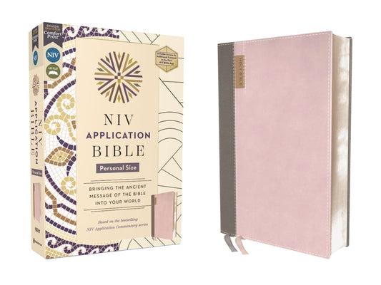 Cover Image for NIV Application Bible, Personal Size, Leathersoft, Pink/Gray, Red Letter, Comfort Print: Bringing the Ancient Message of the Bible Into Your World -- Zondervan, Imitation Leather