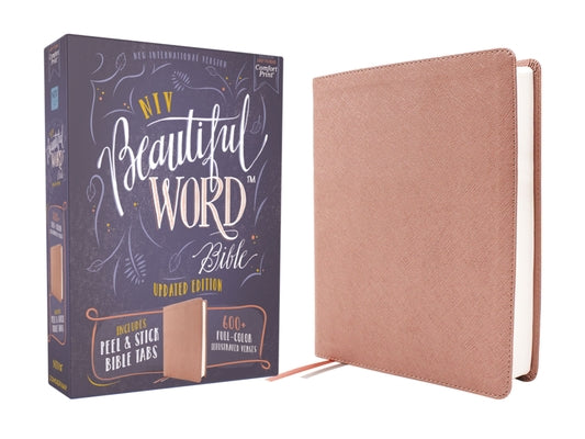 Cover Image for Niv, Beautiful Word Bible, Updated Edition, Peel/Stick Bible Tabs, Leathersoft, Pink, Red Letter, Comfort Print: 600+ Full-Color Illustrated Verses -- Zondervan, Imitation Leather