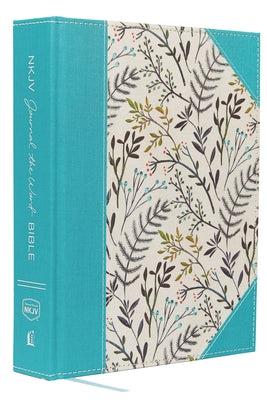 NKJV, Journal the Word Bible, Large Print, Blue Floral Cloth, Red Letter Edition: Reflect, Journal, or Create Art Next to Your Favorite Verses -- Thomas Nelson, Hardcover
