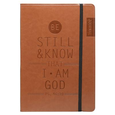 Cover Image for Christian Art Gifts Tan Faux Leather Journal, Be Still and Know - Psalm 46:10, Flexcover Inspirational Notebook W/Elastic Closure 160 Lined Pages W/Sc -- Christian Art Gifts, Hardcover