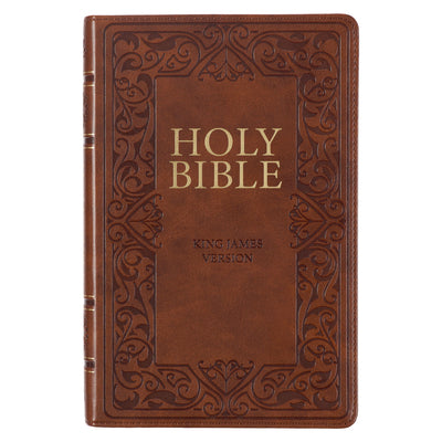 KJV Bible Deluxe Gift (Faux Leather, Medium Brown) -- Christian Art Gifts, Imitation Leather