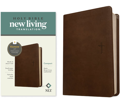 Cover Image for NLT Compact Bible, Filament Enabled (Leatherlike, Rustic Brown Cross, Red Letter) -- New Living Translation, Imitation Leather