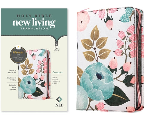 Cover Image for NLT Compact Zipper Bible, Filament Enabled (Cloth, Floral Garden, Red Letter) -- New Living Translation, Paperback