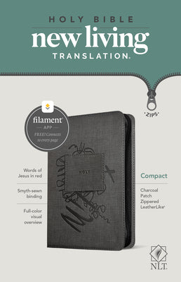 Cover Image for NLT Compact Zipper Bible, Filament Enabled (Leatherlike, Charcoal Patch, Red Letter) -- New Living Translation, Imitation Leather