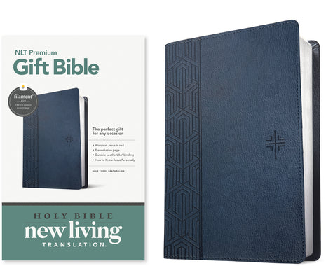 Cover Image for Premium Gift Bible Nlt, Filament Enabled (Leatherlike, Blue Cross, Red Letter) -- New Living Translation, Imitation Leather