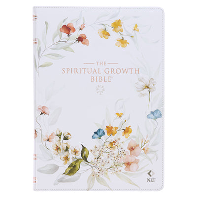Cover Image for Nlt, the Spiritual Growth Bible (Faux Leather, Cream Floral Printed) -- Christian Art Gifts, Imitation Leather