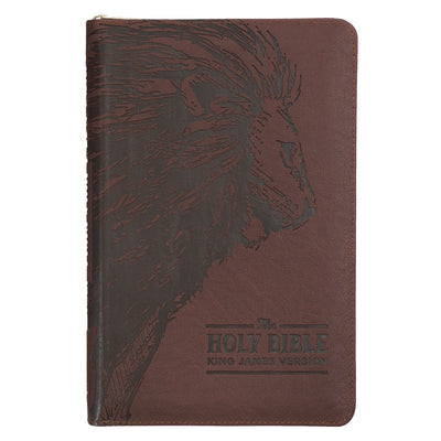 KJV Bible Deluxe Gift (Faux Leather, Brown Lion W/Zipper) -- Christian Art Gifts, Imitation Leather