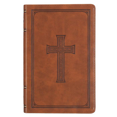Cover Image for KJV Bible Deluxe Gift (Faux Leather, Tan Cross) -- Christian Art Gifts, Imitation Leather