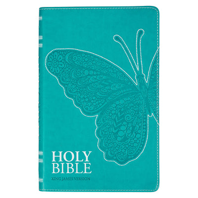 Cover Image for KJV Holy Bible, Gift Edition for Girls/Teens King James Version, Faux Leather Flexible Cover, Teal Butterfly -- Christian Art Gifts, Leather