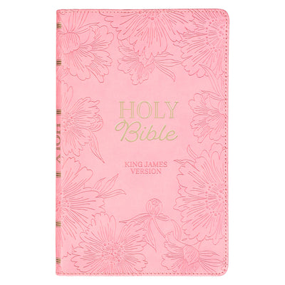 KJV Holy Bible, Gift Edition King James Version, Faux Leather Flexible Cover, Light Pink Floral -- Christian Art Gifts, Leather
