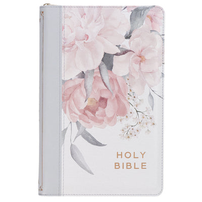 Cover Image for KJV Bible Deluxe Gift (Faux Leather, Floral Printed W/Zipper) -- Christian Art Gifts, Imitation Leather