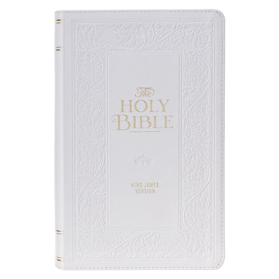 Cover Image for KJV Bible Giant Print Standard-Size (Faux Leather, White) -- Christian Art Gifts, Imitation Leather