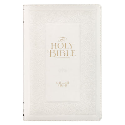 KJV Bible Giant Print Standard Faux Leather White -- Christian Art Gifts, Leather