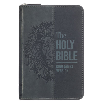 KJV Bible Mini Pocket (Faux Leather, Black/Gray W/Zipper) -- Christian Art Gifts, Imitation Leather