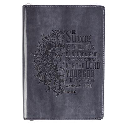 Cover Image for Strong & Courageous Classic Lux-Leather Zip Journal -- , Leather