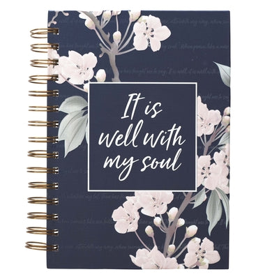 Cover Image for Inspirational Spiral Journal Notebook for Women It Is Well Navy Blue Floral Wire Bound W/192 Ruled Pages, Large Hardcover, with Love -- Christian Art Gifts Inc, Spiral