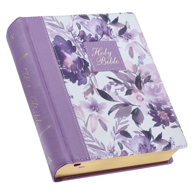 Cover Image for KJV Holy Bible, Note-Taking Bible, Faux Leather Hardcover - King James Version, Purple Floral Printed -- Christian Art Gifts, Leather