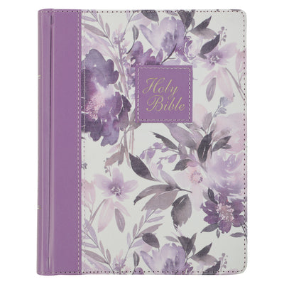 Cover Image for KJV Note-Taking Bible (Faux Leather Hardcover, Purple Floral Printed) -- Christian Art Gifts, Imitation Leather