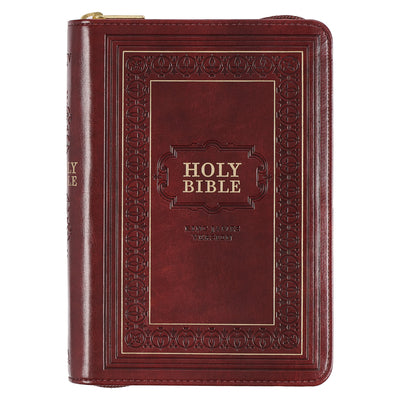 Cover Image for KJV Bible Compact Large Print (Faux Leather, Burgundy W/Zipper) -- Christian Art Gifts, Leather