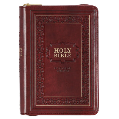 Cover Image for KJV Holy Bible, Compact Large Print Faux Leather Red Letter Edition - Ribbon Marker, King James Version, Burgundy, Zipper Closure -- , Leather