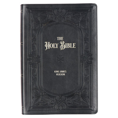 KJV Holy Bible, Giant Print Full-Size Faux Leather Red Letter Edition - Thumb Index & Ribbon Marker, King James Version, Midnight Blue -- Christian Art Gifts, Leather
