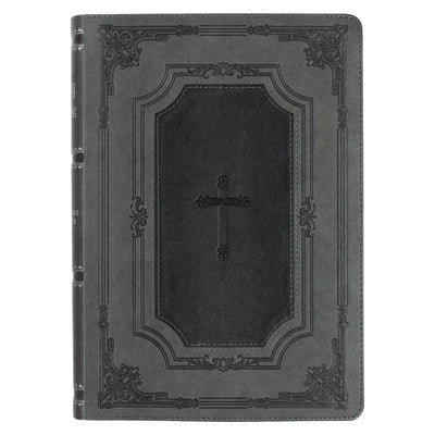 Cover Image for KJV Bible Super Giant Print (Faux Leather, Gray/Black) -- Christian Art Gifts, Imitation Leather