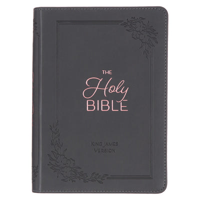 Cover Image for KJV Bible Compact Large Print (Faux Leather, Gray) -- Christian Art Gifts, Leather
