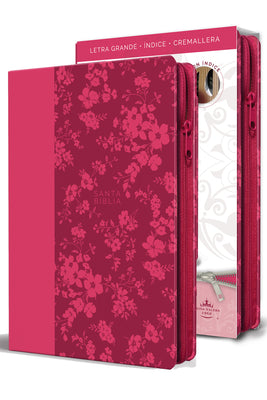 Cover Image for Biblia Reina Valera 1960 Letra Grande. Símil Piel Fucsia, Cremallera, Índice, Manual / Spanish Bible Rvr 1960. Handy Size, Large Print, Leathersoft -- Reina Valera Revisada 1960, Bonded Leather
