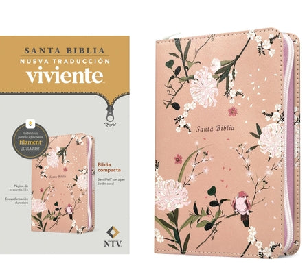 Cover Image for Biblia Compacta Ntv de Zíper, Con Filament (Sentipiel, Jardín Coral) -- Tyndale, Imitation Leather