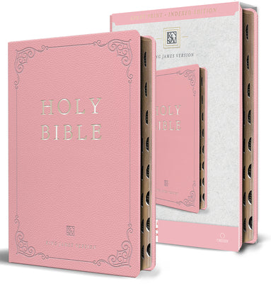Cover Image for KJV Holy Bible, Giant Print Thinline Large Format, Pink Premium Imitation Leather with Ribbon Marker, Red Letter, and Thumb Index -- Origin, Bonded Leather