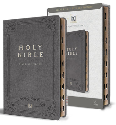 Cover Image for KJV Holy Bible, Giant Print Thinline Edition, Large Format, Gray Premium Imitation Leather, Red Letter, Thumb Index, Ribbon Marker -- Origin, Bonded Leather