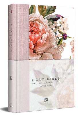 Cover Image for KJV Holy Bible, Large Print Medium Format, Pink Cloth Hardcover with Floral Design, Ribbon Marker, Red Letter -- Origin, Hardcover